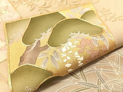平和屋着物●豪華色留袖　駒刺繍　色紙風景花松文　暈し染め　金彩　正絹　逸品　CABN3145vp