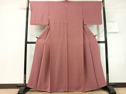 平和屋着物●上質な色無地　花唐草地紋　浅蘇芳色　正絹　逸品　CABN3147vp