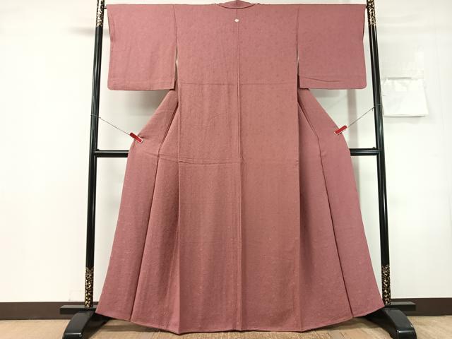 平和屋着物●上質な色無地　花唐草地紋　浅蘇芳色　正絹　逸品　CABN3147vp