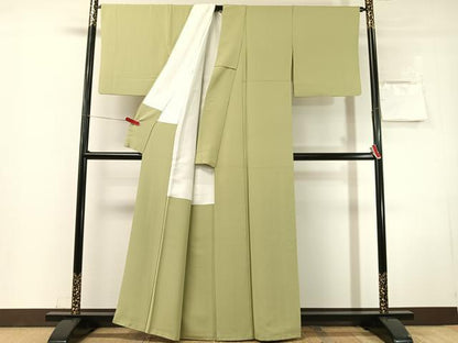 平和屋着物●上質な色無地　柳茶色　正絹　逸品　CABN3148vp