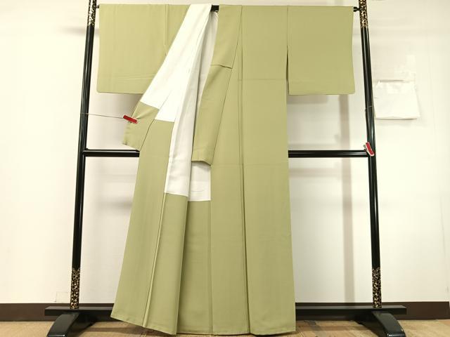 平和屋着物●上質な色無地　柳茶色　正絹　逸品　CABN3148vp