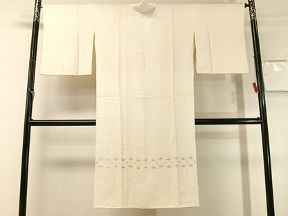 平和屋着物●長襦袢　袷　寿光織　扇面文　金銀糸　さが美扱い　広衿仕立て　正絹　逸品　未使用　CABN3155vp