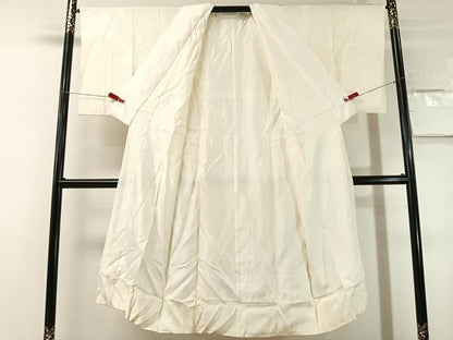 平和屋着物●長襦袢　袷　打ち出の小槌地紋　生成り色　半衿刺繍　広衿仕立て　正絹　逸品　CABN3160vp