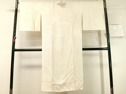 平和屋着物●長襦袢　袷　打ち出の小槌地紋　生成り色　半衿刺繍　広衿仕立て　正絹　逸品　CABN3160vp