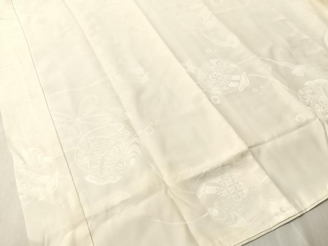 平和屋着物●長襦袢　袷　打ち出の小槌地紋　生成り色　半衿刺繍　広衿仕立て　正絹　逸品　CABN3160vp
