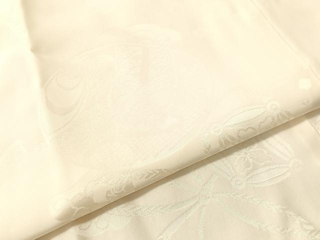 平和屋着物●長襦袢　袷　打ち出の小槌地紋　生成り色　半衿刺繍　広衿仕立て　正絹　逸品　CABN3160vp