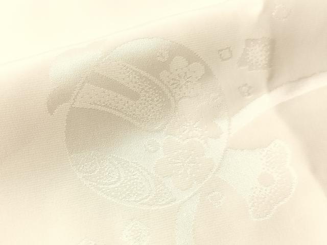 平和屋着物●長襦袢　袷　打ち出の小槌地紋　生成り色　半衿刺繍　広衿仕立て　正絹　逸品　CABN3160vp