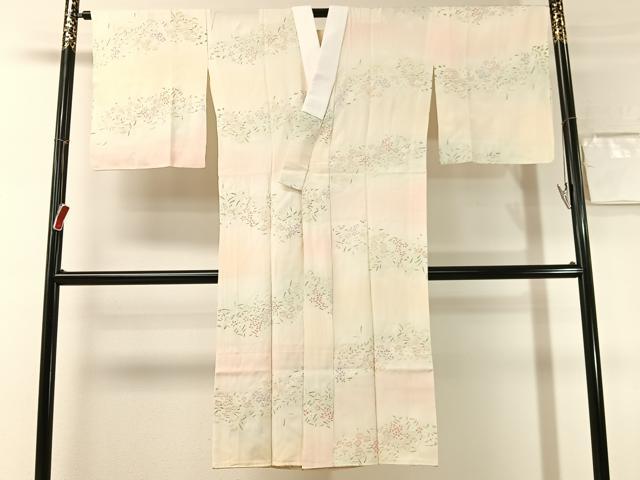 平和屋着物●長襦袢　無双仕立て　草花文　暈し染め　正絹　逸品　未使用　CABN3161vp