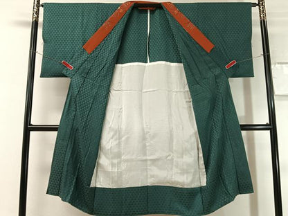 平和屋着物●長襦袢　無双仕立て　鱗地紋b　高麗納戸色　半衿刺繍　正絹　逸品　CABN3162vp