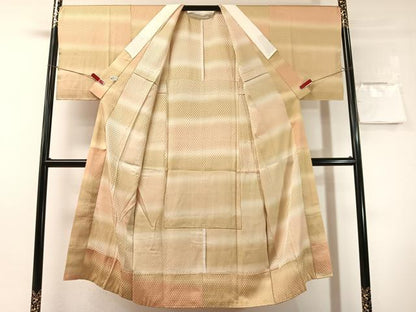 平和屋着物●長襦袢　無双仕立て　鱗地紋　暈し染め　正絹　逸品　未使用　CABN3163vp