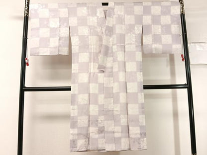 平和屋着物●長襦袢　無双仕立て　市松花地紋　正絹　逸品　CABN3167vp