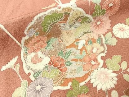 平和屋着物●訪問着　雪輪御所車花文　暈し染め　金彩　正絹　逸品　CABN3168vp