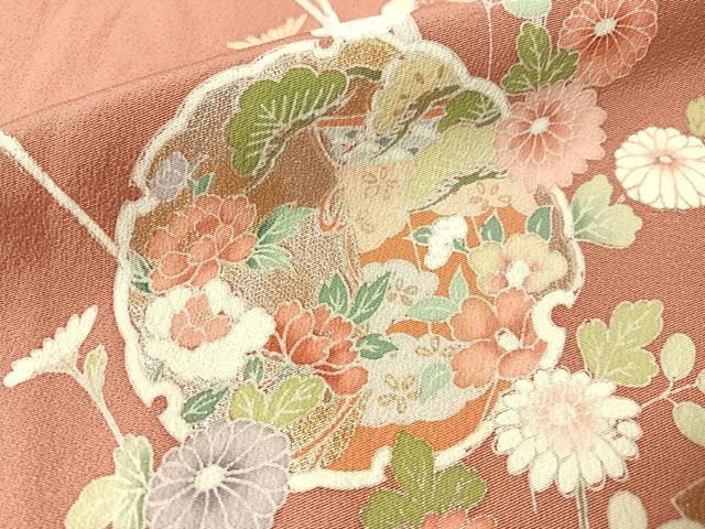 平和屋着物●訪問着　雪輪御所車花文　暈し染め　金彩　正絹　逸品　CABN3168vp