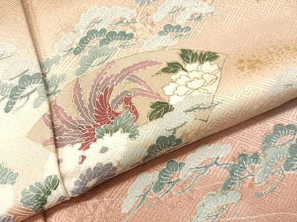 平和屋着物●訪問着　地紙鳳凰花文　暈し染め　金彩　正絹　逸品　未使用　CABN3170vp
