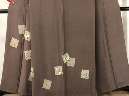 平和屋着物●訪問着　駒刺繍　破れ色紙花文　金彩　鬼しぼ縮緬　正絹　逸品　CABN3174vp