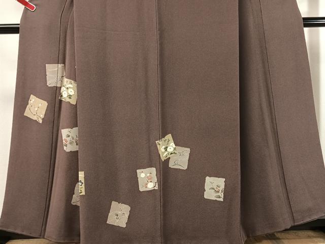 平和屋着物●訪問着　駒刺繍　破れ色紙花文　金彩　鬼しぼ縮緬　正絹　逸品　CABN3174vp
