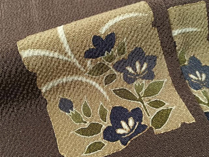 平和屋着物●訪問着　駒刺繍　破れ色紙花文　金彩　鬼しぼ縮緬　正絹　逸品　CABN3174vp