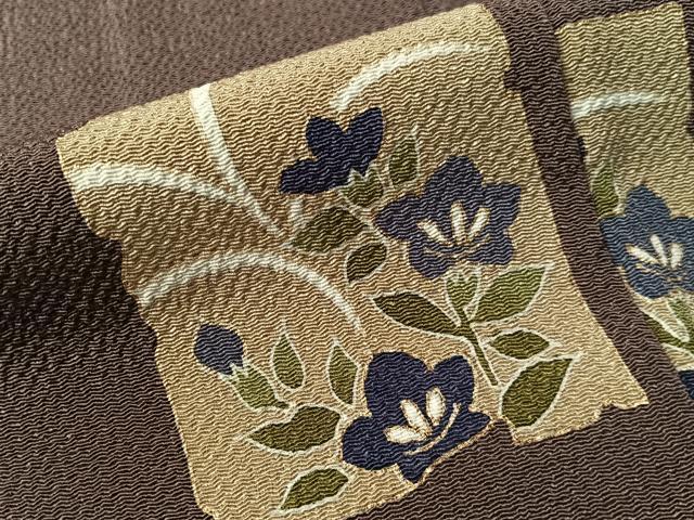 平和屋着物●訪問着　駒刺繍　破れ色紙花文　金彩　鬼しぼ縮緬　正絹　逸品　CABN3174vp
