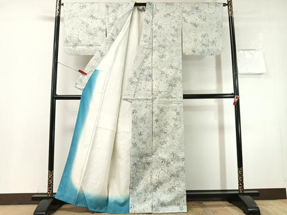 平和屋着物●上質な小紋　紬地　草花文　正絹　逸品　CABN3178vp