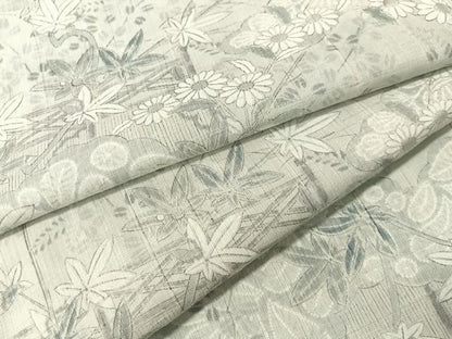 平和屋着物●上質な小紋　紬地　草花文　正絹　逸品　CABN3178vp