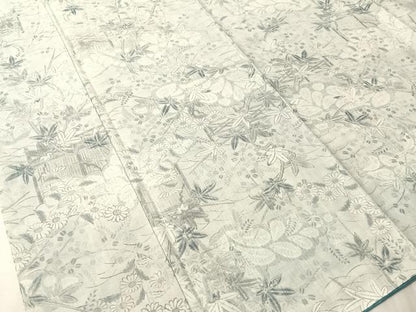 平和屋着物●上質な小紋　紬地　草花文　正絹　逸品　CABN3178vp