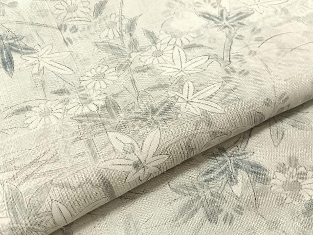 平和屋着物●上質な小紋　紬地　草花文　正絹　逸品　CABN3178vp