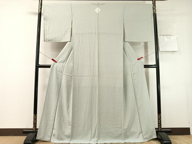 平和屋着物●上質な色無地　草花地紋　藍白色　正絹　逸品　未使用　CABN3181vp
