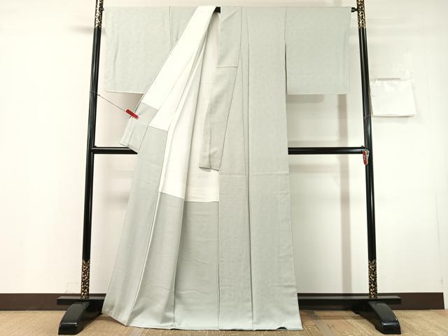平和屋着物●上質な色無地　草花地紋　藍白色　正絹　逸品　未使用　CABN3181vp