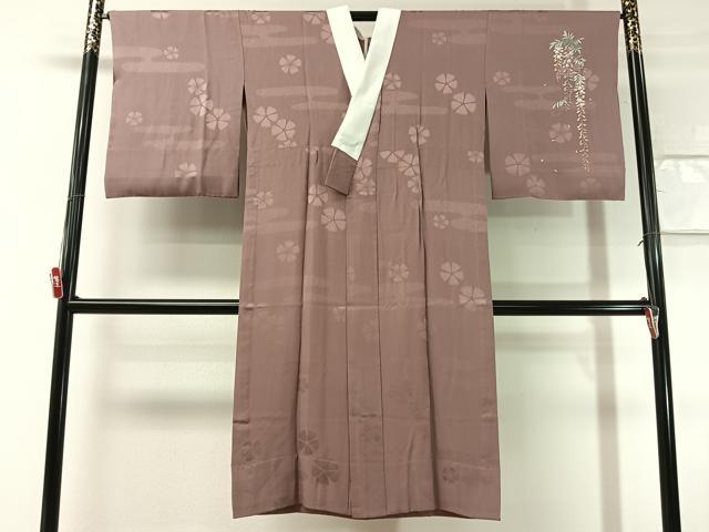 平和屋着物●長襦袢　無双仕立て　刺繍　藤花房　撫子地紋　やまと誂製　正絹　逸品　CABN3190vp