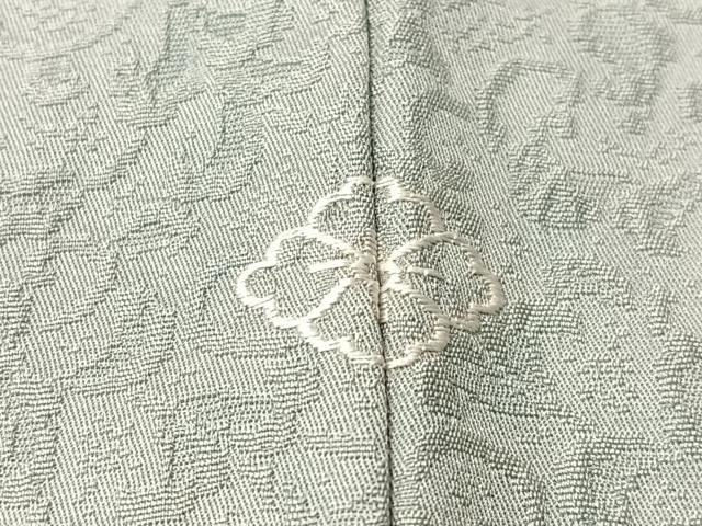 平和屋着物●螺鈿作家　甲斐泰造　色無地　花唐草地紋　秘色色　正絹　逸品　CABN3192vp