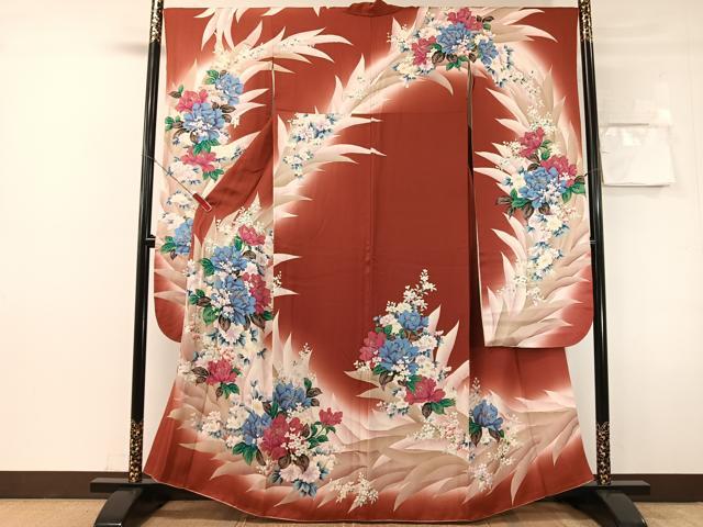平和屋着物●豪華振袖　草花文　暈し染め　金彩　正絹　逸品　CABN3193vp