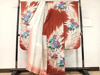 平和屋着物●豪華振袖　草花文　暈し染め　金彩　正絹　逸品　CABN3193vp