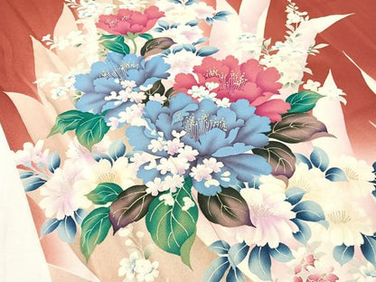 平和屋着物●豪華振袖　草花文　暈し染め　金彩　正絹　逸品　CABN3193vp