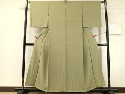 平和屋着物●本草木染作家　圓啓　色無地　鶸茶色　正絹　逸品　CABN3195vp