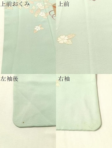 平和屋着物●訪問着　駒刺繍　貝桶花文　金彩　正絹　逸品　CABN3196vp