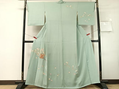 平和屋着物●訪問着　駒刺繍　貝桶花文　金彩　正絹　逸品　CABN3196vp