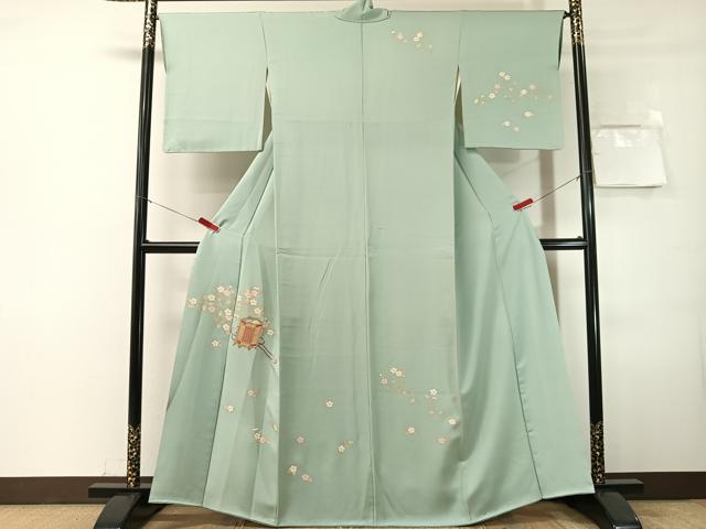 平和屋着物●訪問着　駒刺繍　貝桶花文　金彩　正絹　逸品　CABN3196vp