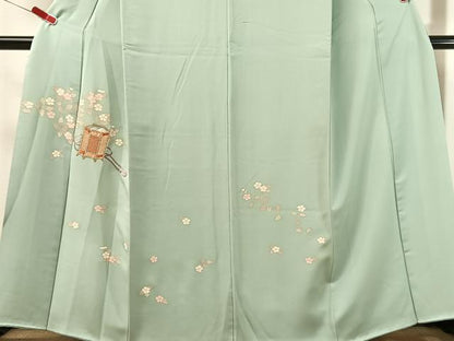 平和屋着物●訪問着　駒刺繍　貝桶花文　金彩　正絹　逸品　CABN3196vp