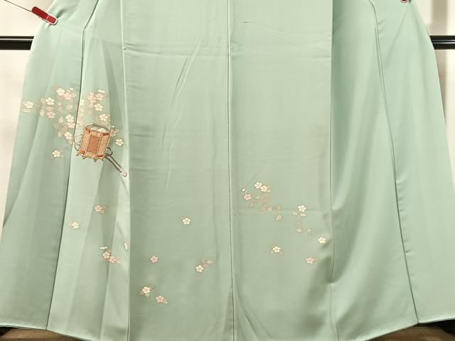 平和屋着物●訪問着　駒刺繍　貝桶花文　金彩　正絹　逸品　CABN3196vp
