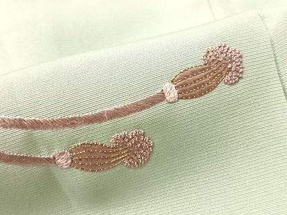 平和屋着物●訪問着　駒刺繍　貝桶花文　金彩　正絹　逸品　CABN3196vp