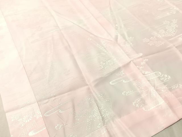平和屋着物●振袖用長襦袢　無双仕立て　地紙花地紋　暈し染め　半衿刺繍　洗える着物　CABN3198vp