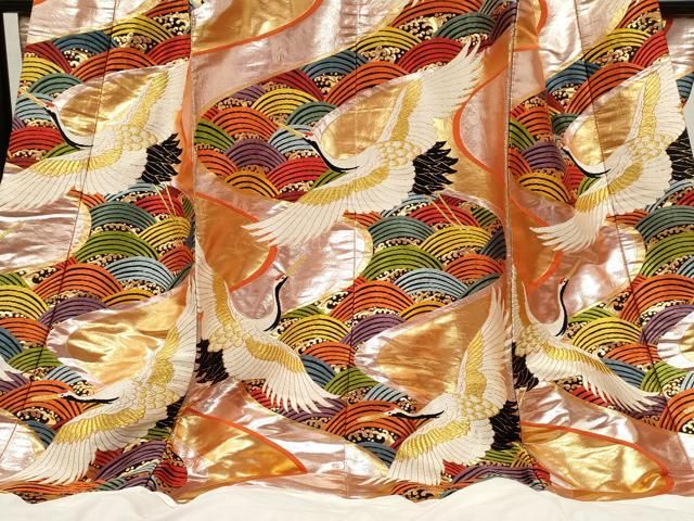 平和屋本店●色打掛　お引きずり　和装　婚礼　結婚式　花嫁　神社挙式　唐織　立波飛鶴文　金銀糸　逸品　CABN3531ze