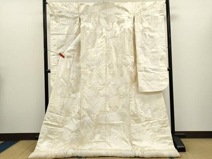 平和屋本店●白無垢　白打掛　お引きずり　和装　婚礼　結婚式　花嫁　神社挙式　総刺繍　飛鶴文　逸品　CABN3534ze