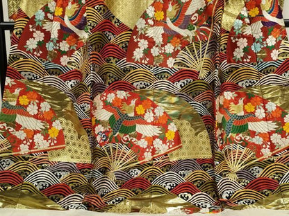 平和屋本店●色打掛　お引きずり　和装　婚礼　結婚式　花嫁　神社挙式　唐織　扇面鳳凰立波文　金銀糸　逸品　CABN3536ze