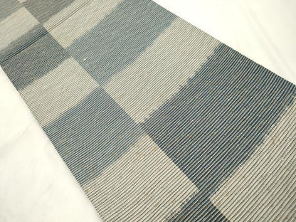 平和屋着物●全通柄袋帯　ぜんまいつむぎ織　藍染苑　横段文　正絹　逸品　CABN3612dy