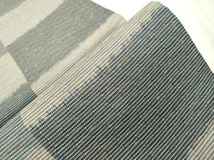 平和屋着物●全通柄袋帯　ぜんまいつむぎ織　藍染苑　横段文　正絹　逸品　CABN3612dy