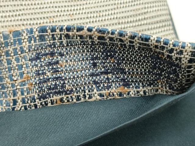 平和屋着物●全通柄袋帯　ぜんまいつむぎ織　藍染苑　横段文　正絹　逸品　CABN3612dy