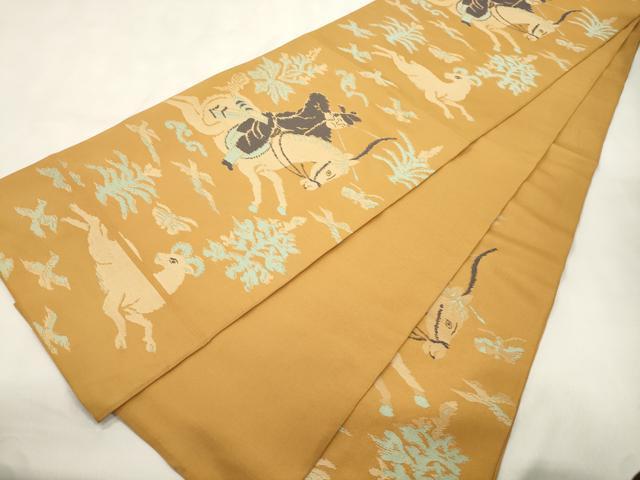 平和屋着物●六通柄　本袋帯　狩猟文　正絹　逸品　CABN3623dy