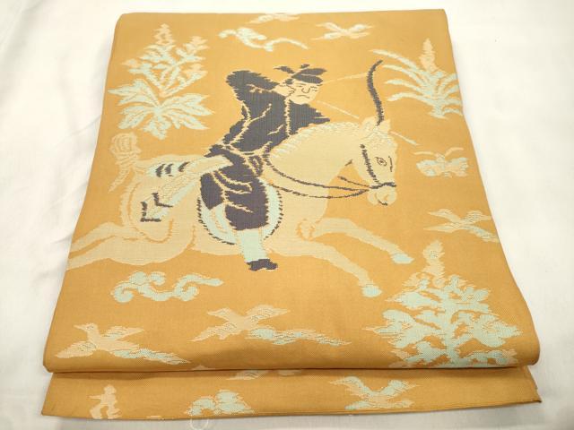 平和屋着物●六通柄　本袋帯　狩猟文　正絹　逸品　CABN3623dy