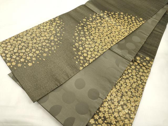平和屋着物●両面　全通柄袋帯　舞桜文　金糸　ますいわ屋扱い　正絹　逸品　CABN3624dy